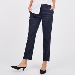 Noir Navy Women's Plaid Elastic Trouser Sz M